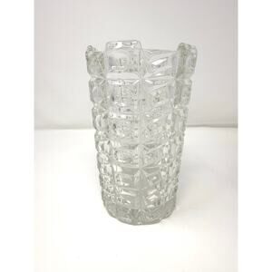 VINTAGE Art Deco Czech Glass Vase Libochovice Geometric Circles MCM